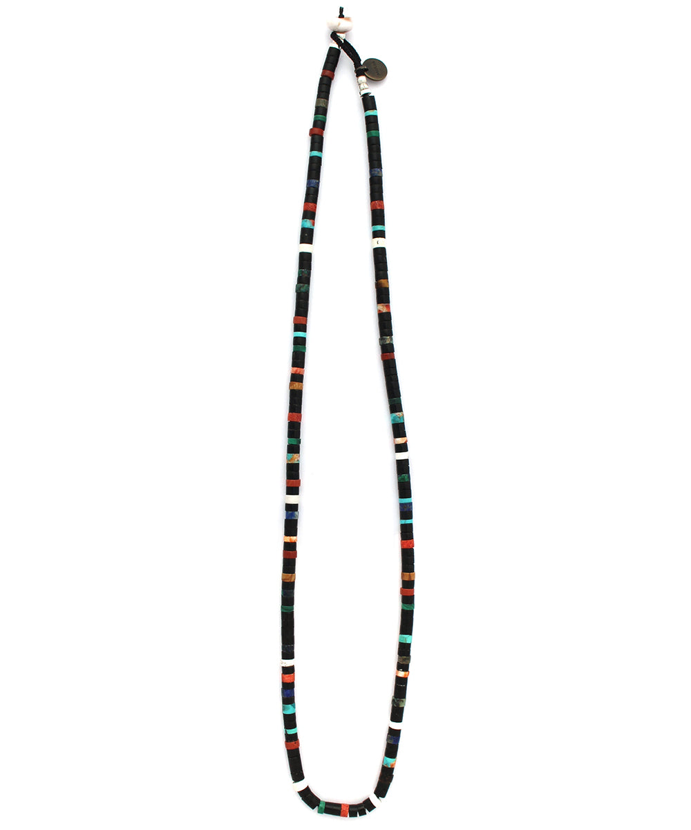 heishi beads necklace /jet multi