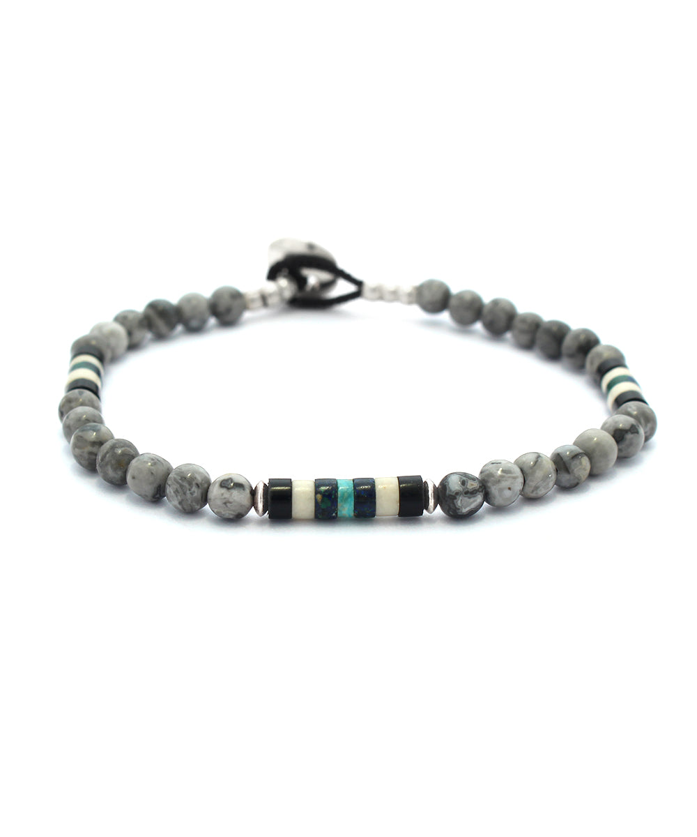 4mm stone bracelet / gray jasper