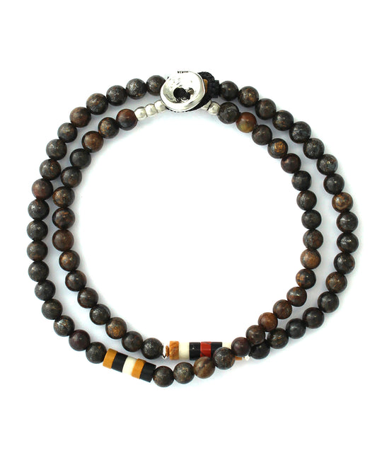 4mm stone double wrap bracelet / bronzite