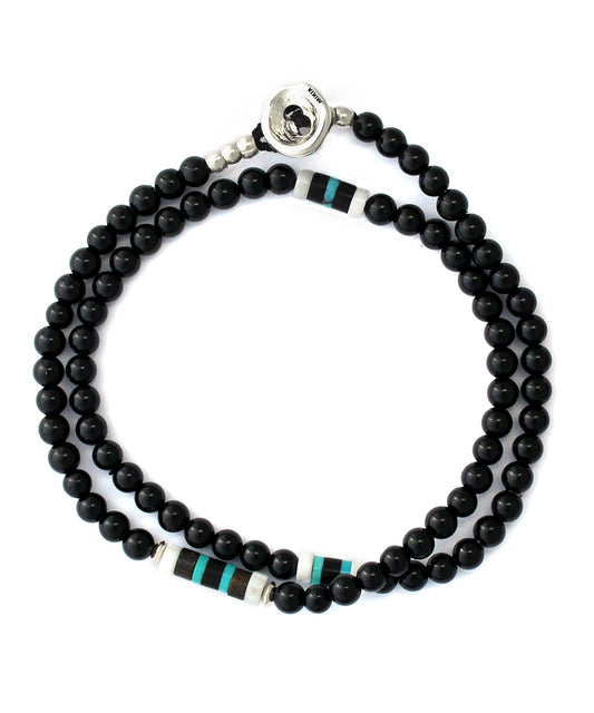 4mm stone double wrap bracelet / onyx