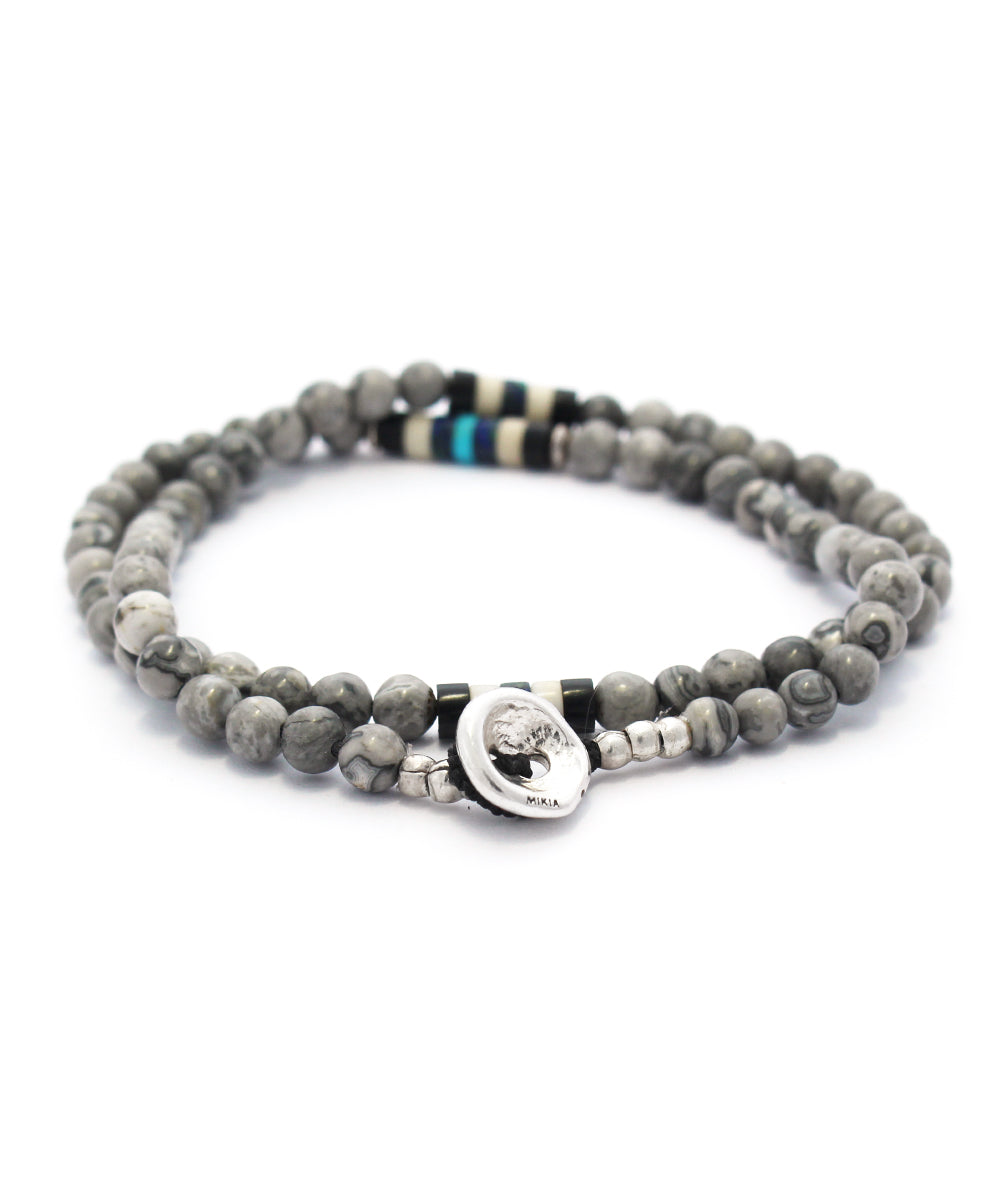 MIKIA4㎜stone double wrapネックレス 4mm stone double wrap bracelet / gray jasper – MIKIA Jewelry