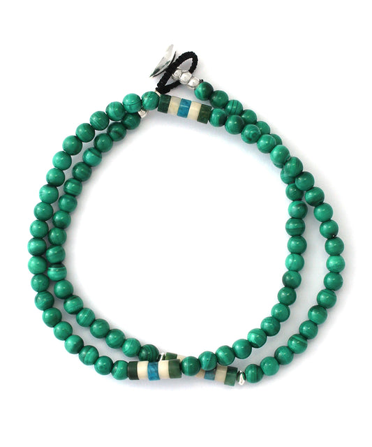 4mm stone double wrap bracelet / malachite