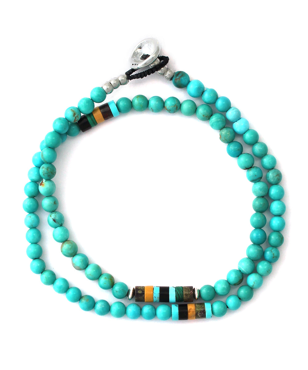 4mm stone double wrap bracelet / arizona kingman turquoise