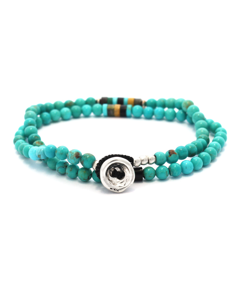 4mm stone double wrap bracelet / arizona kingman turquoise
