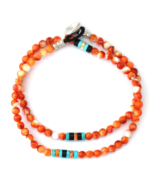 4mm stone double wrap bracelet / spiny oyster