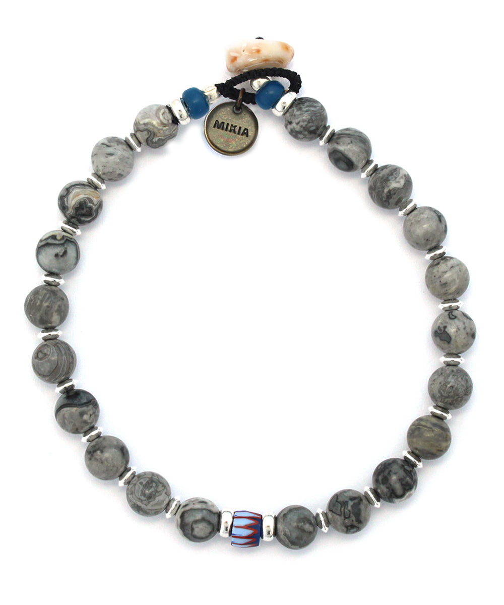 6mm stone bracelet / grey jasper