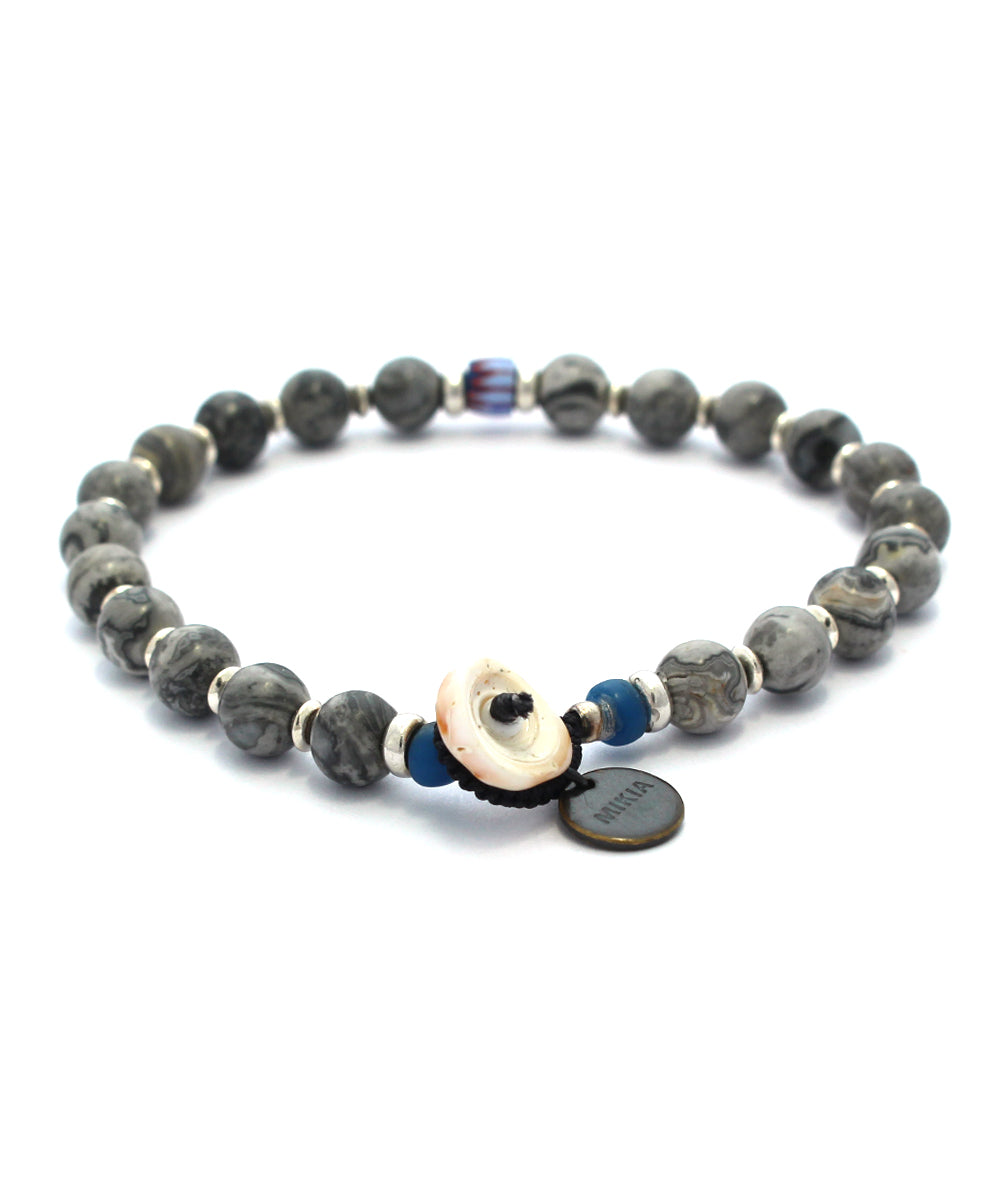 6mm stone bracelet / grey jasper