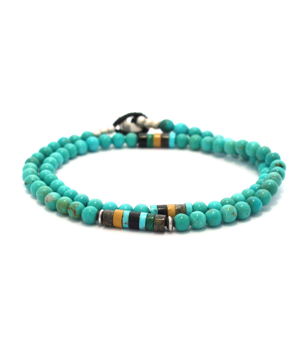4mm stone double wrap bracelet / arizona kingman turquoise