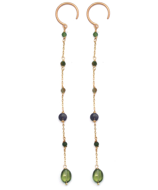 k10 earring / green apatite × sapphire