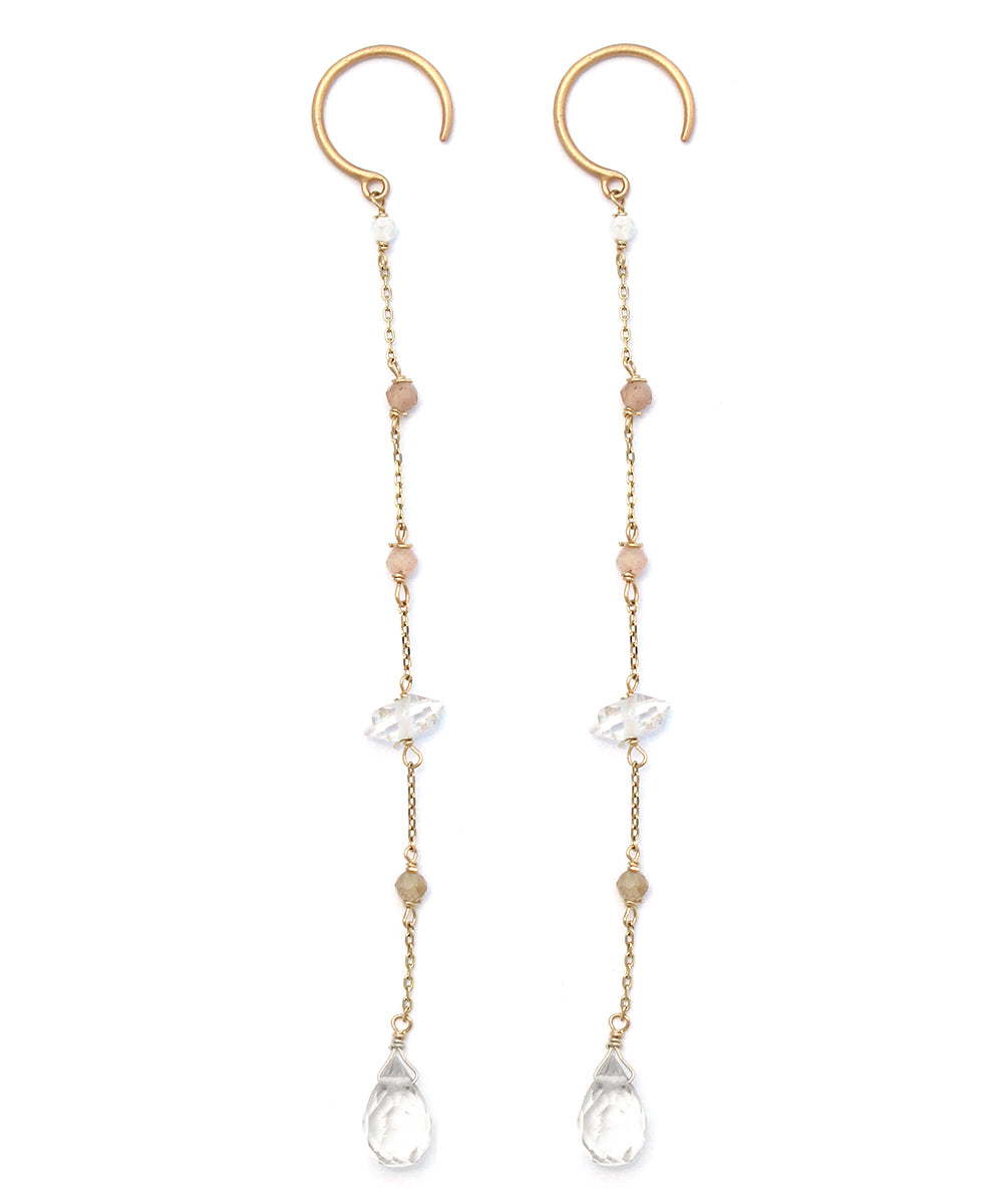 k10 earring / brown topaz × herkimer diamond