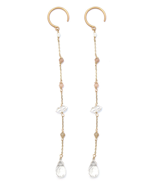 k10 earring / brown topaz × herkimer diamond