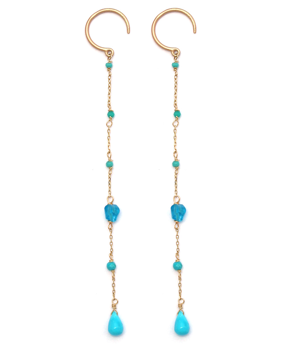 k10 earrings / sleeping beauty turquoise × blue apatite
