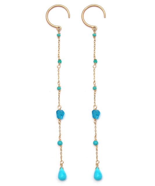 k10 earrings / sleeping beauty turquoise × blue apatite