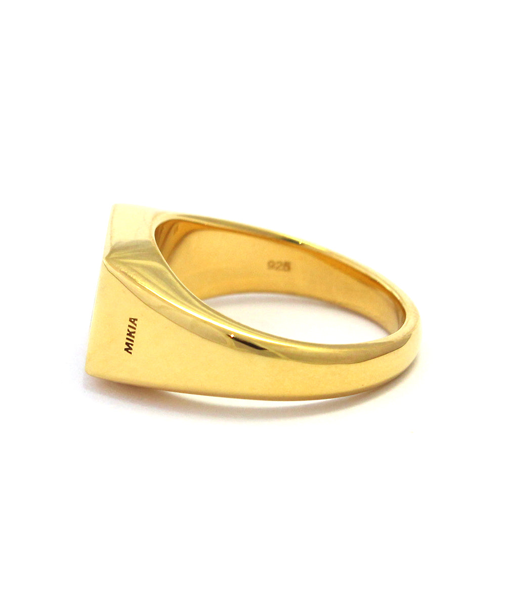 Rectangle ring k24 gold plated sv925 / malachite