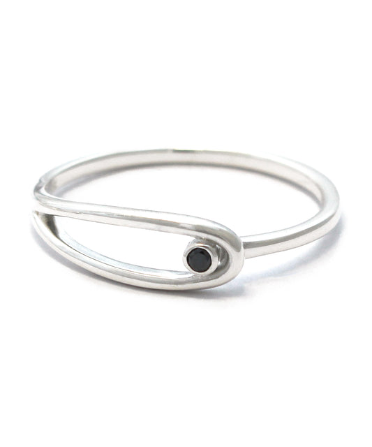 peace ring  / sv925 black diamond