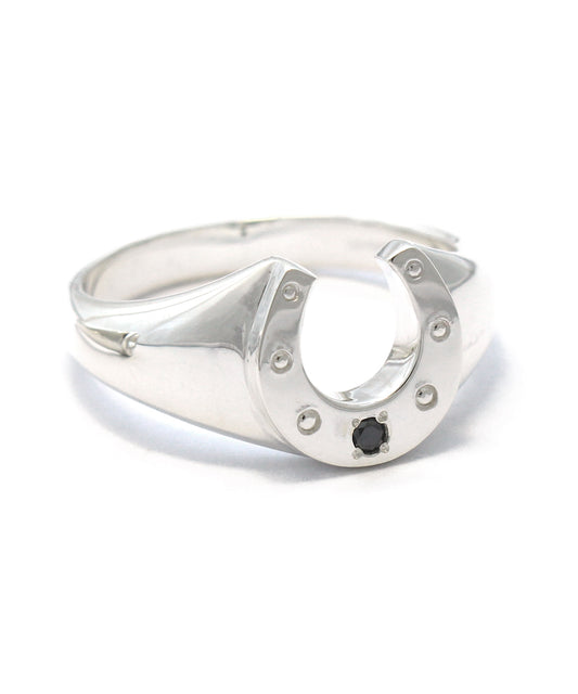 horse shoe ring sv925 / black diamond