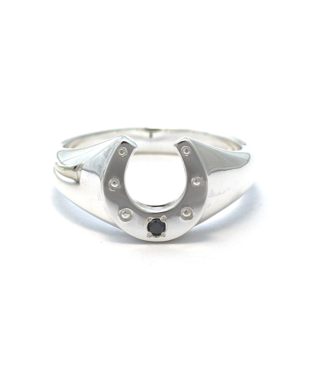 horse shoe ring sv925 / black diamond