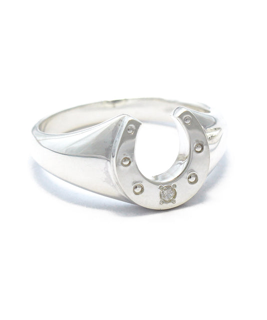 Horse Shoe Ring, SV925 / White Diamond