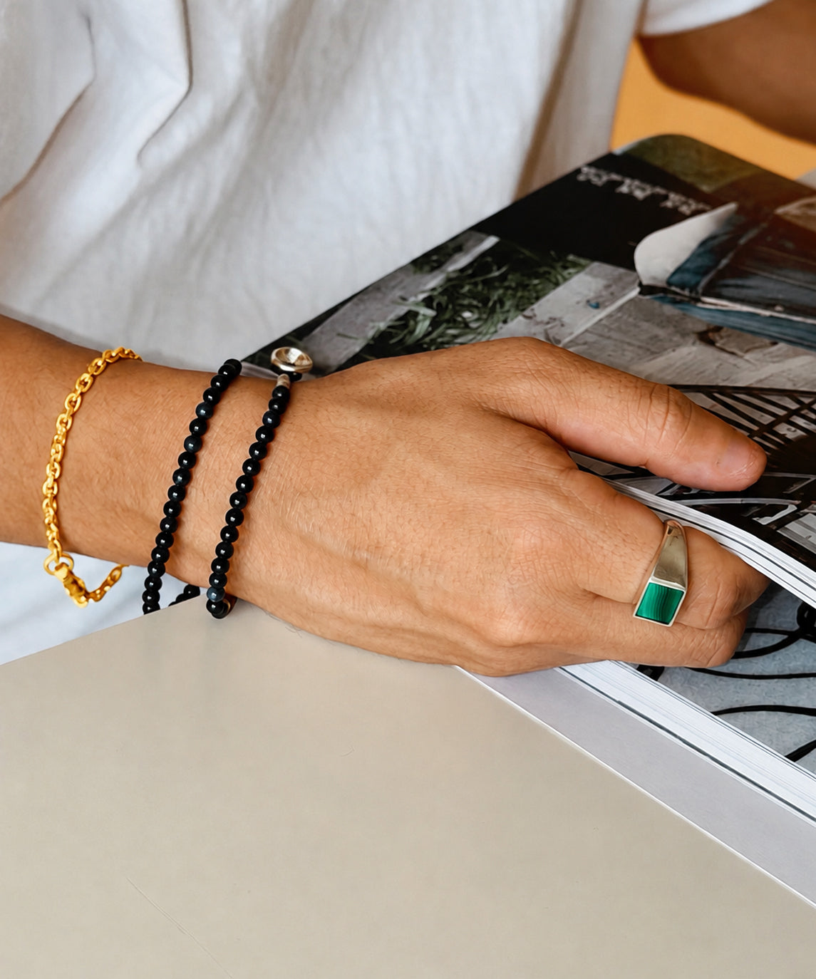 chain bracelet / k24 gold plated sv925 / sapphire