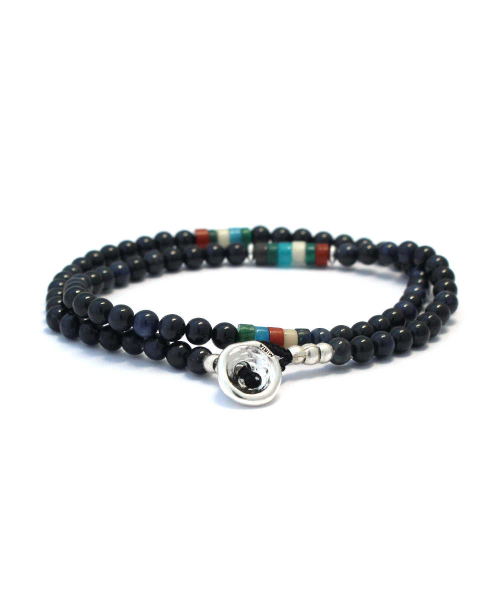 4mm stone double wrap bracelet / sapphire