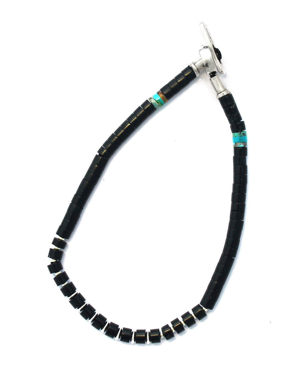 silver heishi bracelet / jet