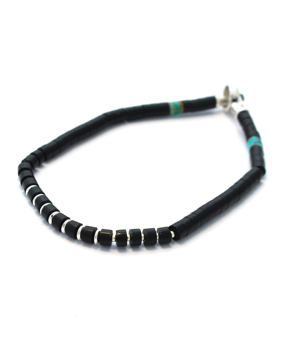silver heishi bracelet / jet