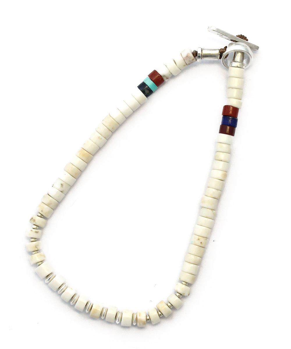 silver heishi bracelet / magnesite