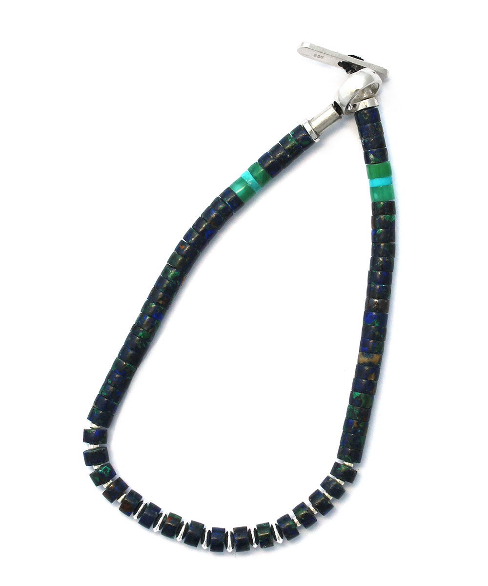 silver heishi bracelet / azurite