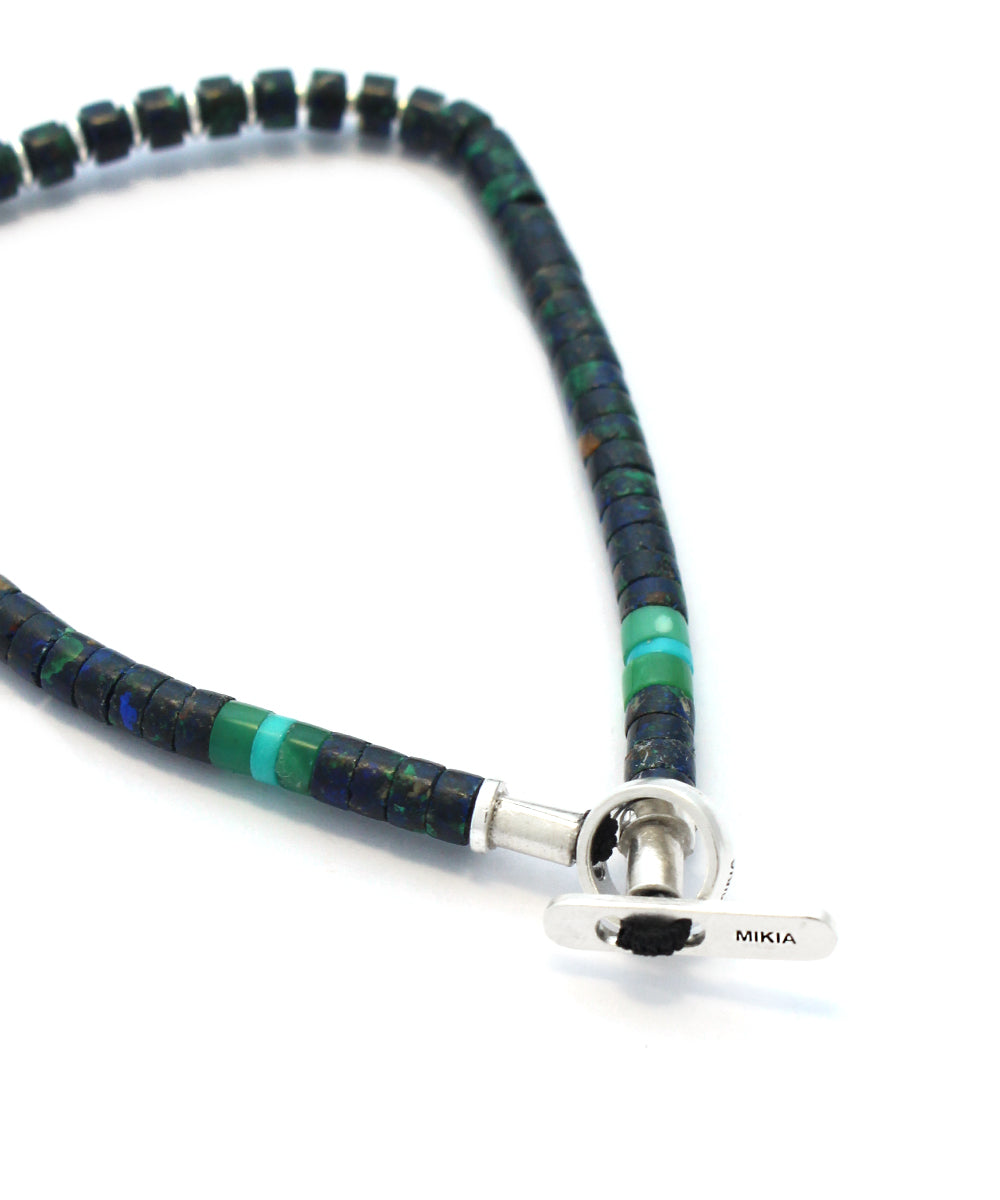 silver heishi bracelet / azurite