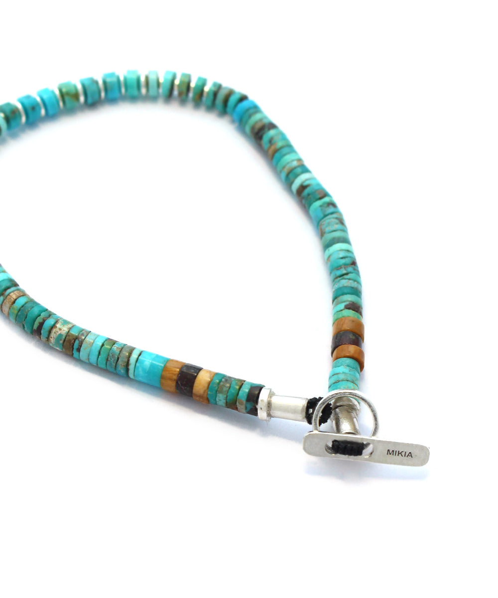 silver heishi bracelet / turquoise