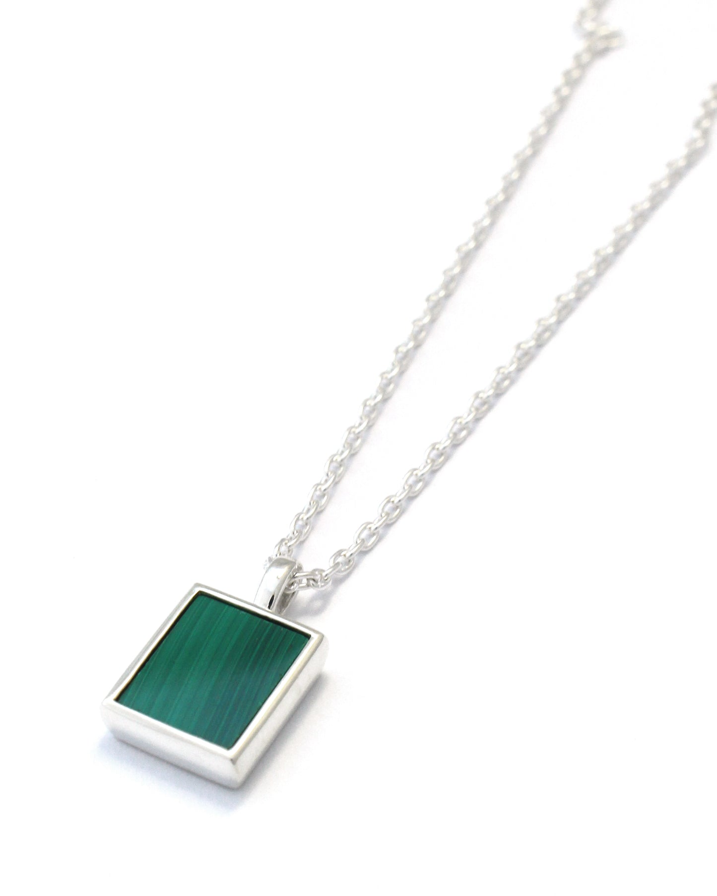 Rectangle necklace SV925 / malachite