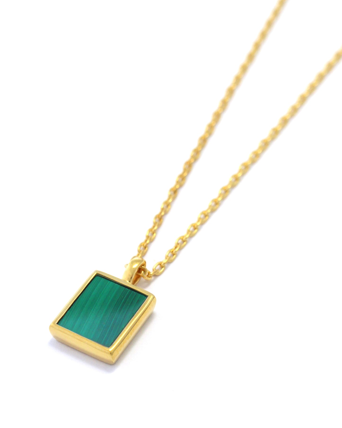 Rectangle necklace k24 gold plated sv925 / malachite