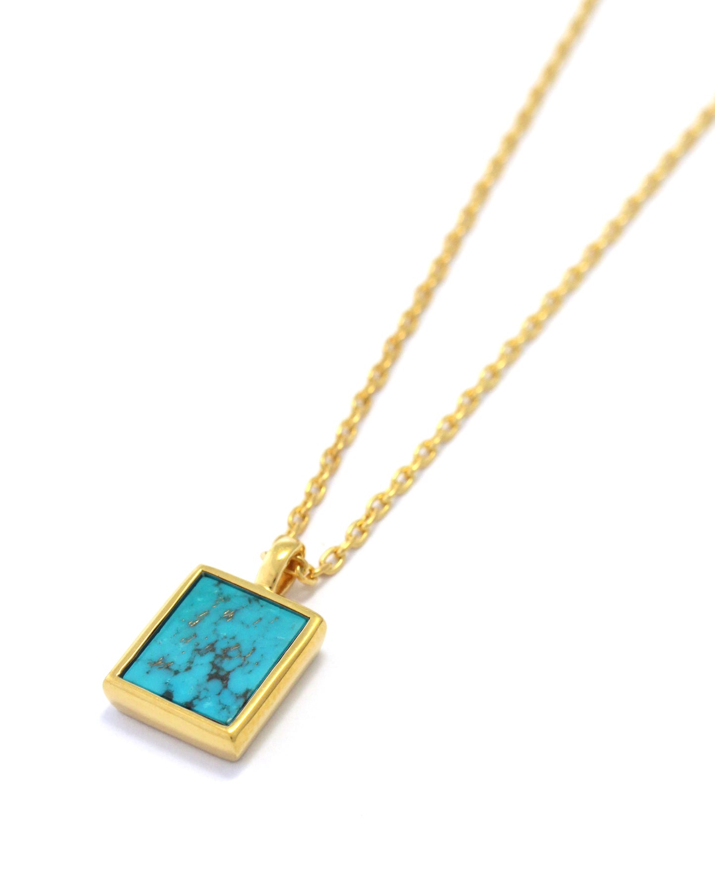 Rectangle necklace k24 gold plated sv925 / turquoise