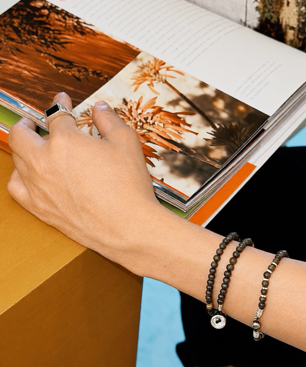 4mm stone double wrap bracelet/bronzite