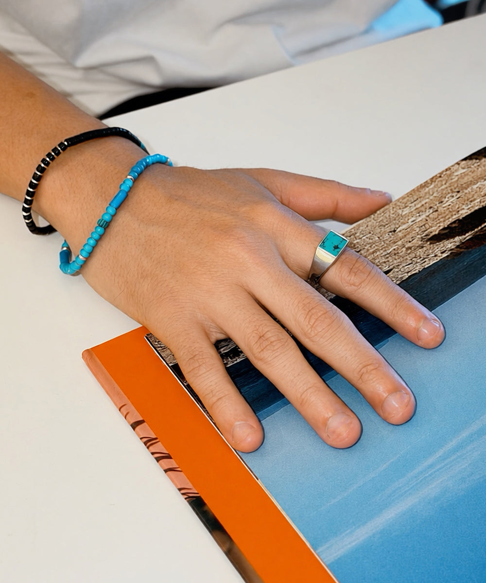 Rectangle ring sv925 / turquoise