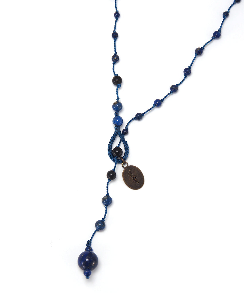 AIYANA lapis/rainbow obsidian long necklace