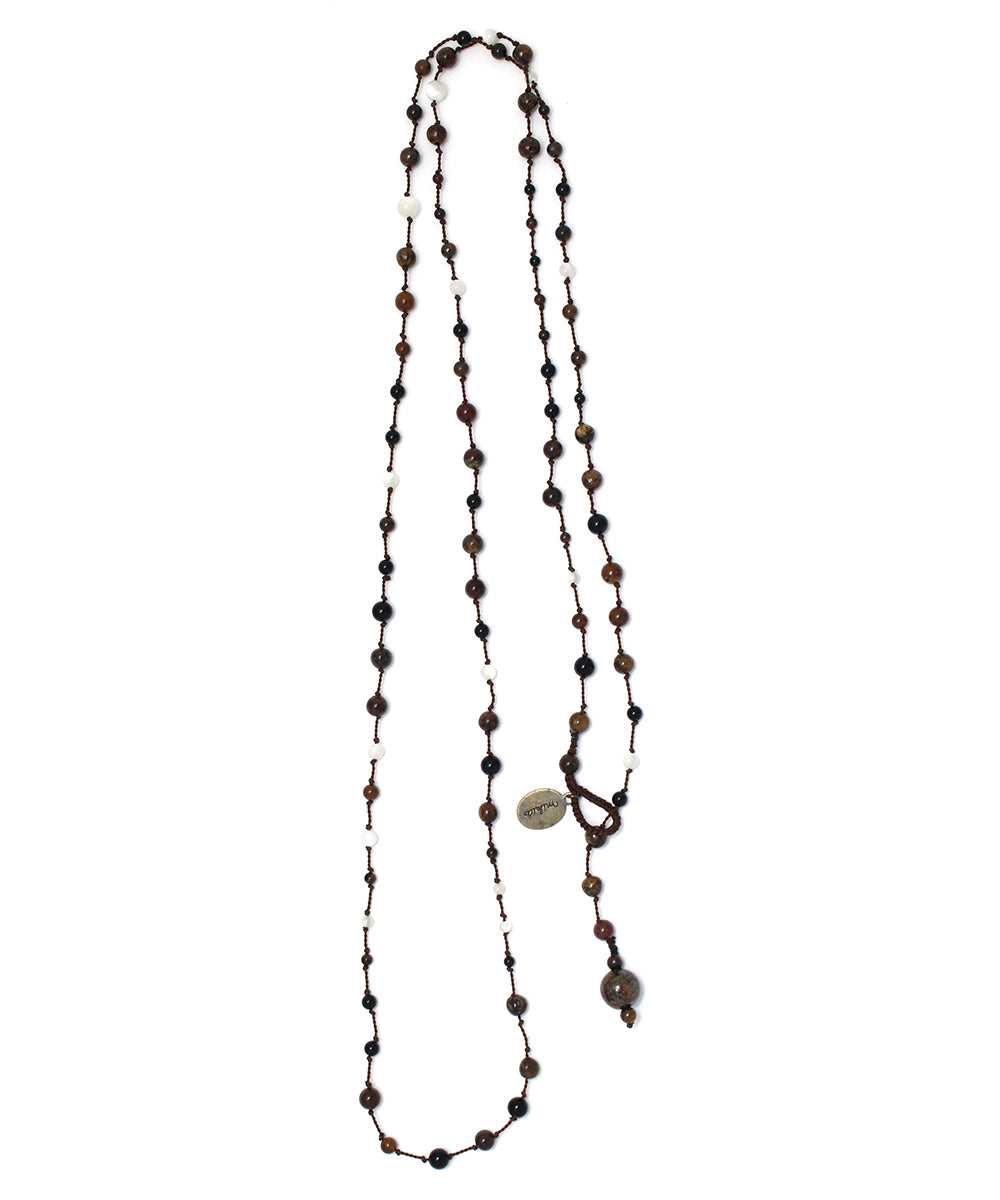 AIYANA bronzite / onyx long necklace