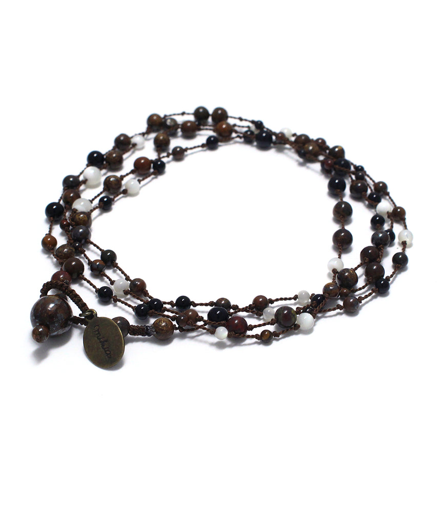AIYANA bronzite / onyx long necklace