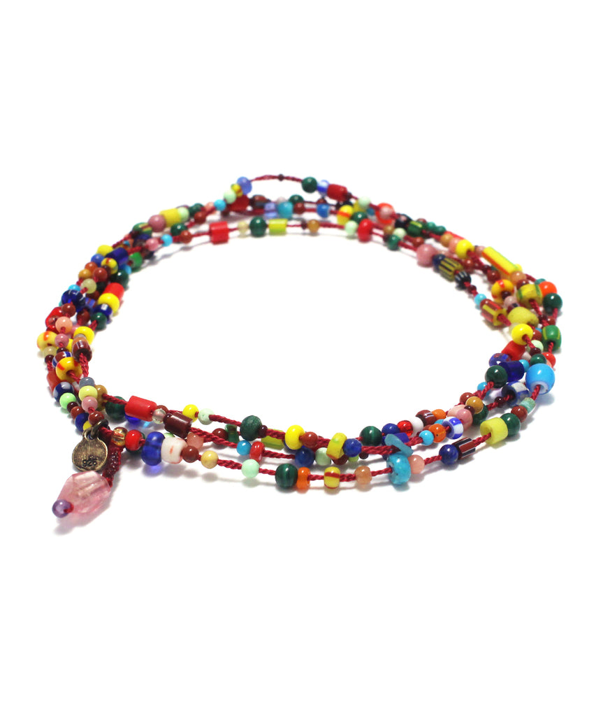CARNIVAL pink / red glass necklace
