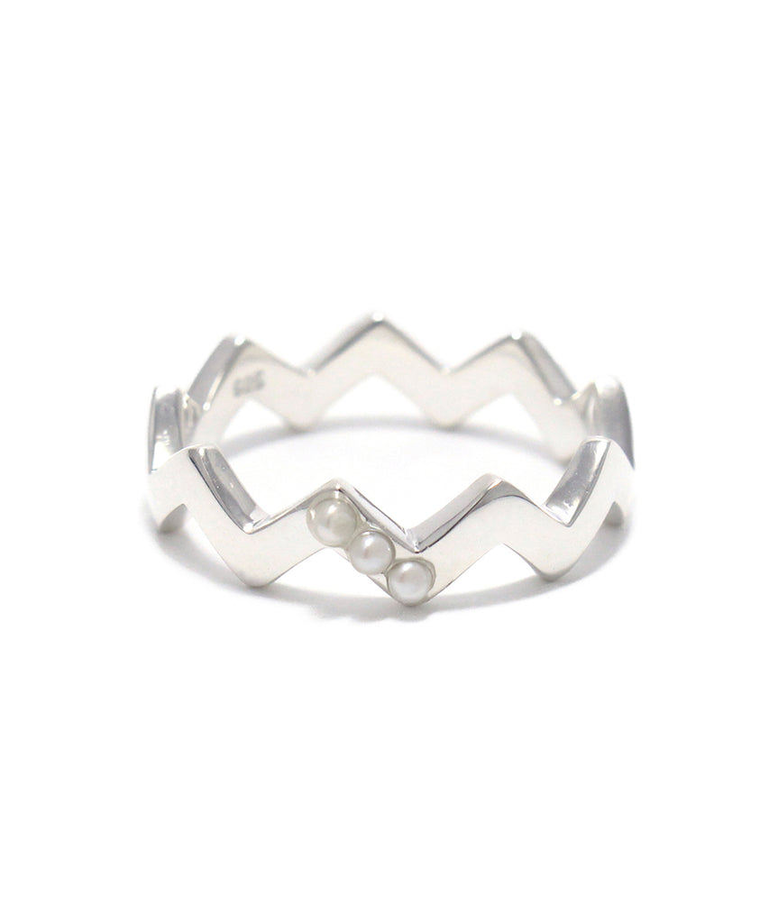 silver / freshwater pearl snake ring