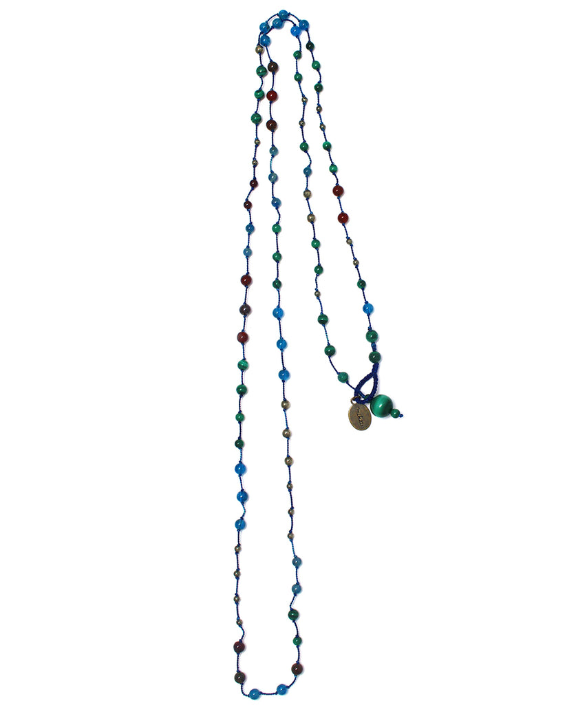 AIYANA malachite / apatite long necklace