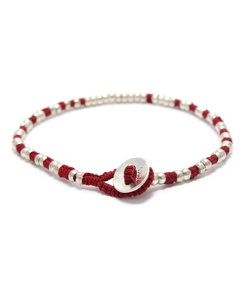 silver beads bracelet / garnet