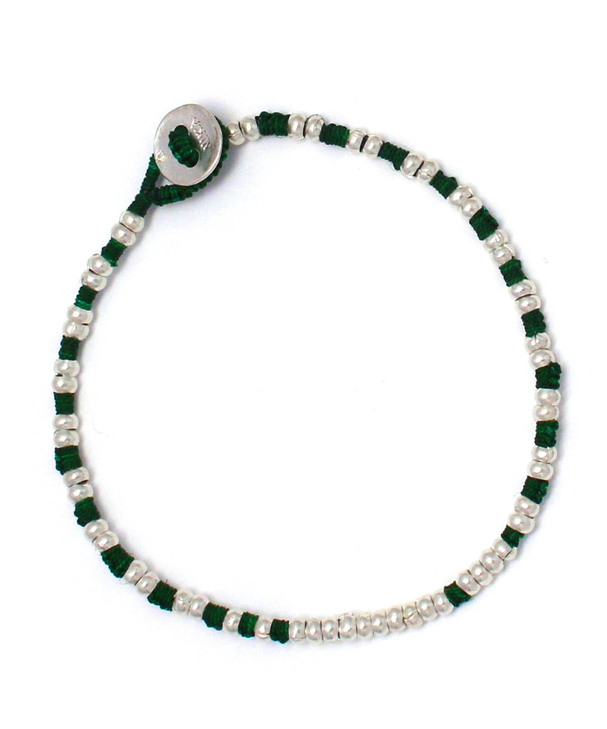 silver beads bracelet / malachite