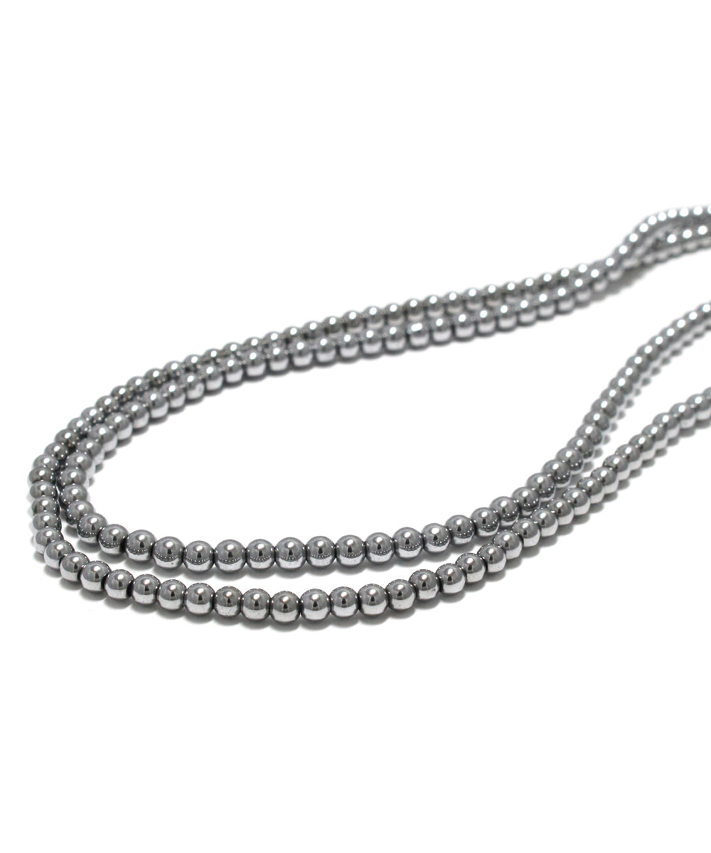 hematite silver long necklace / 3mm