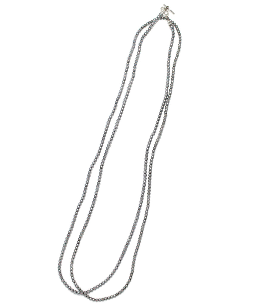 hematite silver long necklace / 3mm