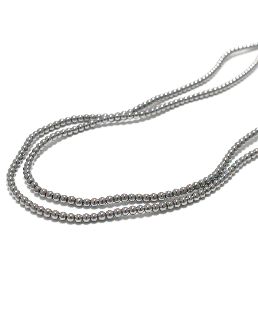 hematite silver long necklace / 2mm