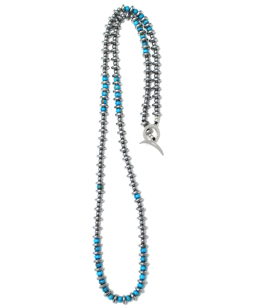 hematite / turquoise roundel necklace