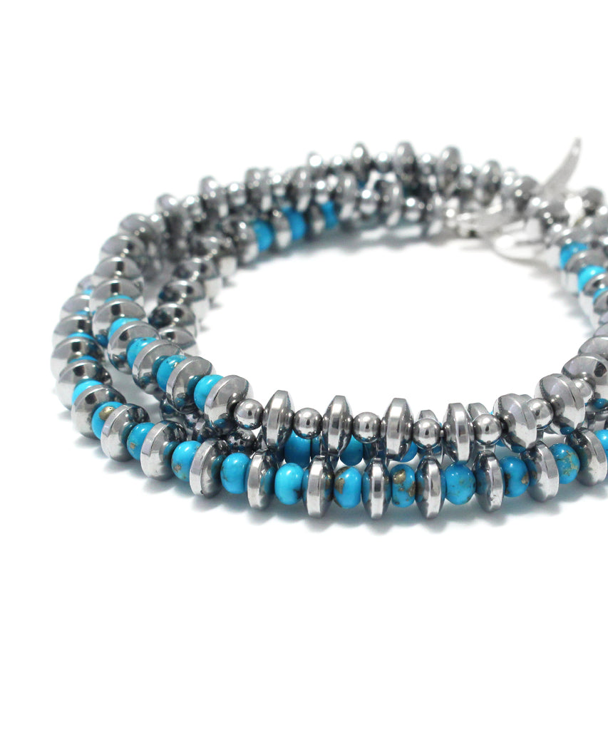 hematite / turquoise roundel necklace