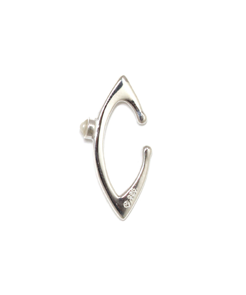 meteor ear cuff short / silver pearl