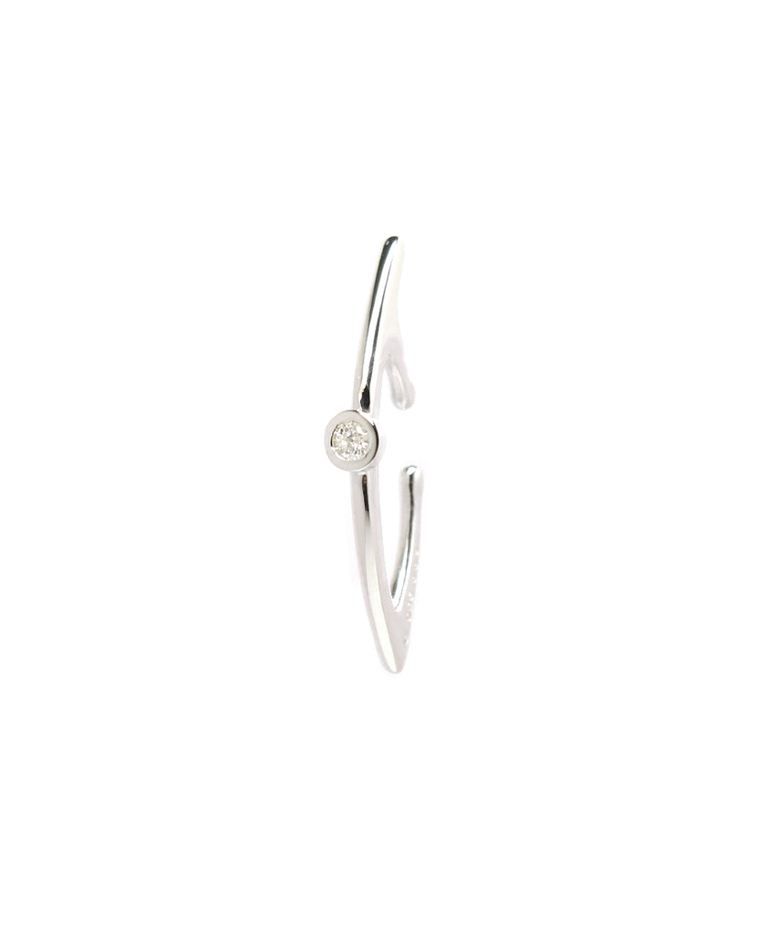 meteor ear cuff long / silver diamond